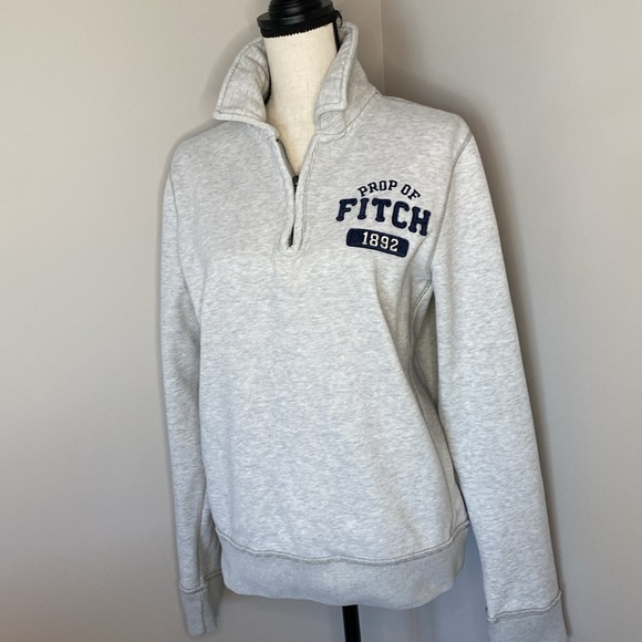 Abercrombie & Fitch 1/4 Zip Sweatshirt Y2K Preppy Vtg - Picture 2 of 13